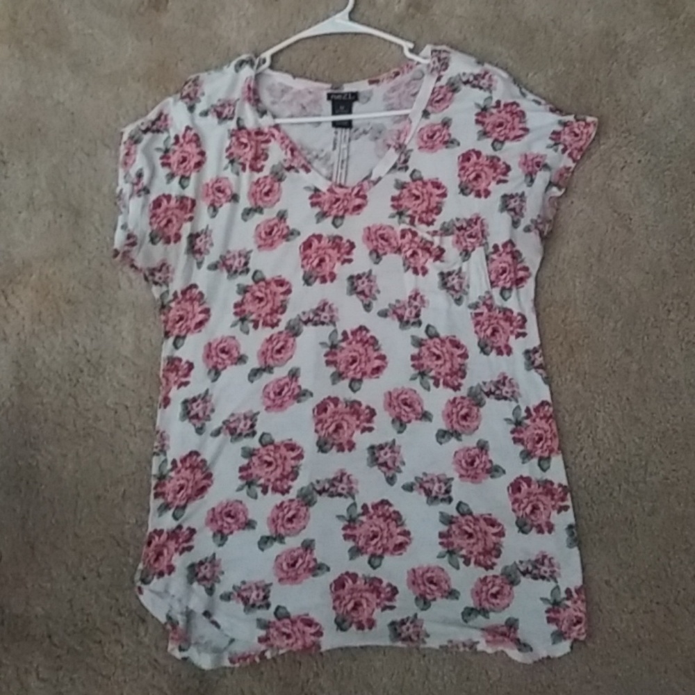 White shirt with pink flowers